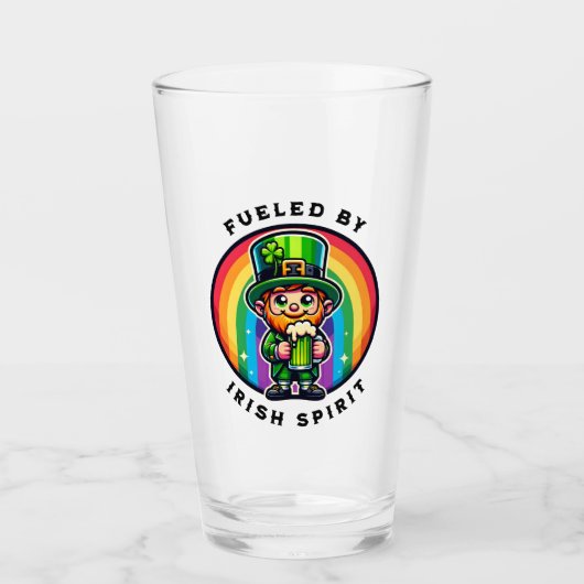 Happy St Patrick's Day Leprechaun met Groen Bier Glas (Voorkant)