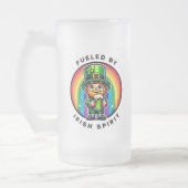 Happy St Patrick's Day Leprechaun met Groen Bier Matglas Bierpul (Links)