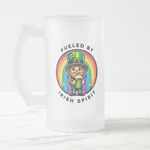 Happy St Patrick's Day Leprechaun met Groen Bier Matglas Bierpul
