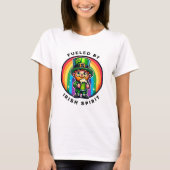 Happy St Patrick's Day Leprechaun met Groen Bier T-shirt (Voorkant)