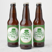 Happy St Patricks Day Leprechaun Pet Aangepaste te Bier Etiket (Flessen)