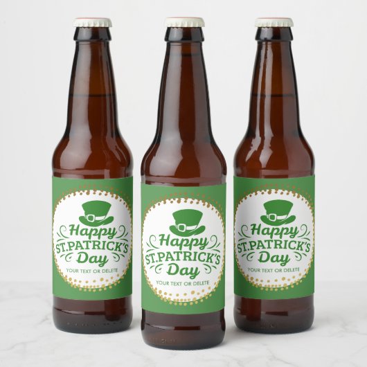 Happy St Patricks Day Leprechaun Pet Aangepaste te Bier Etiket (Flessen)