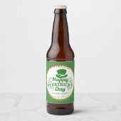 Happy St Patricks Day Leprechaun Pet Aangepaste te Bier Etiket (Voorkant)