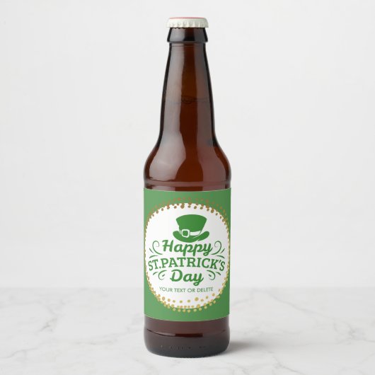 Happy St Patricks Day Leprechaun Pet Aangepaste te Bier Etiket (Voorkant)