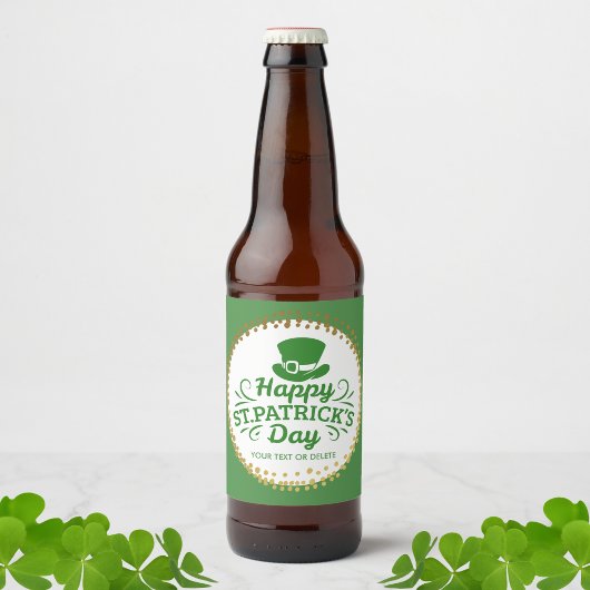 Happy St Patricks Day Leprechaun Pet Aangepaste te Bier Etiket