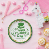 Happy St Patricks Day Leprechaun Pet Aangepaste te Papieren Bordje (Feest)