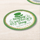 Happy St Patricks Day Leprechaun Pet Aangepaste te Ronde Kartonnen Onderzetter (Gebogen)
