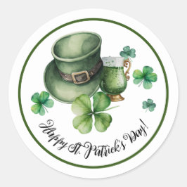 Happy St.Patrick's Day Leprechaun Pet Green Beer Ronde Sticker