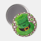 Happy St Patricks Day Leprechaun Pet Shamrock Magneet (Voorkant / Achterkant)