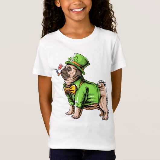 Happy St. Patrick's Day | Leprechaun Pug T-Shirt (Voorkant)