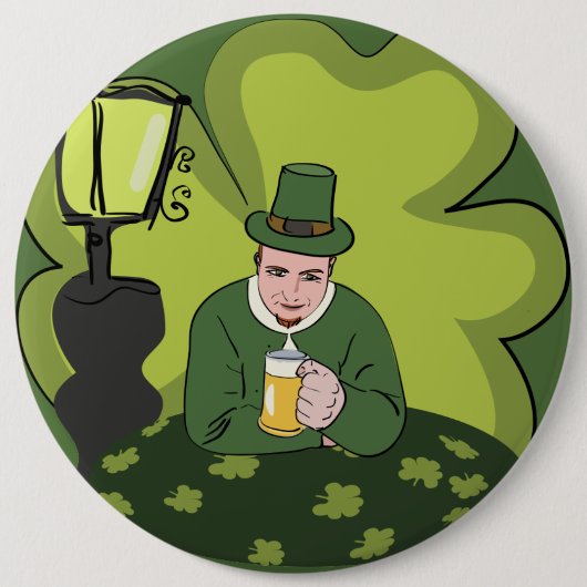 "HAPPY ST. PATRICK'S DAY" LEPRECHAUN RONDE BUTTON 6,0 CM (Voorkant)