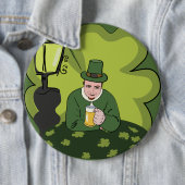 "HAPPY ST. PATRICK'S DAY" LEPRECHAUN RONDE BUTTON 6,0 CM (In situ)