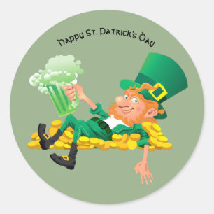 Happy St. Patrick's Day Leprechaun Ronde Sticker