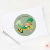 Happy St. Patrick's Day Leprechaun Ronde Sticker (Envelop)
