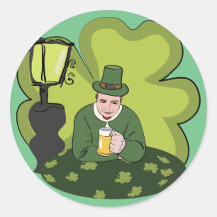 "HAPPY ST. PATRICK'S DAY" LEPRECHAUN RONDE STICKER