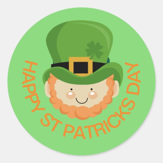 Happy St Patricks Day leprechaun Ronde Sticker (Voorkant)