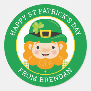 Happy St Patrick's Day Leprechaun Round Sticker