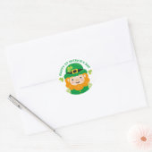 Happy St Patrick's Day Leprechaun Round Sticker (Envelop)