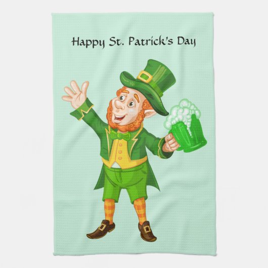 Happy St. Patrick's Day Leprechaun Theedoek (Verticaal)