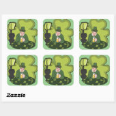 "HAPPY ST. PATRICK'S DAY" LEPRECHAUN VIERKANTE STICKER (Vel)