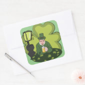 "HAPPY ST. PATRICK'S DAY" LEPRECHAUN VIERKANTE STICKER (Envelop)