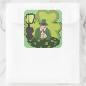 "HAPPY ST. PATRICK'S DAY" LEPRECHAUN VIERKANTE STICKER (Tas)