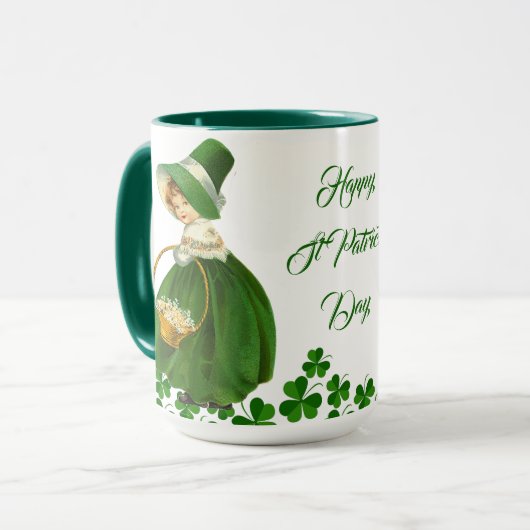 Happy St Patrick's Day Little Girl Lucky Shamrock Mok (Voorkant links)