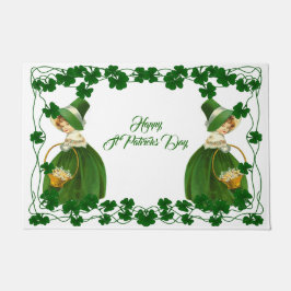 Happy St Patrick's Day Little Girl Lucky Shamrocks Deurmat