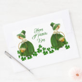 Happy St Patrick's Day Little Girl Lucky Shamrocks Rechthoekige Sticker (Envelop)