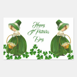 Happy St Patrick's Day Little Girl Lucky Shamrocks Rechthoekige Sticker