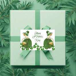 Happy St Patrick's Day Little Girl Lucky Shamrocks Rechthoekige Sticker