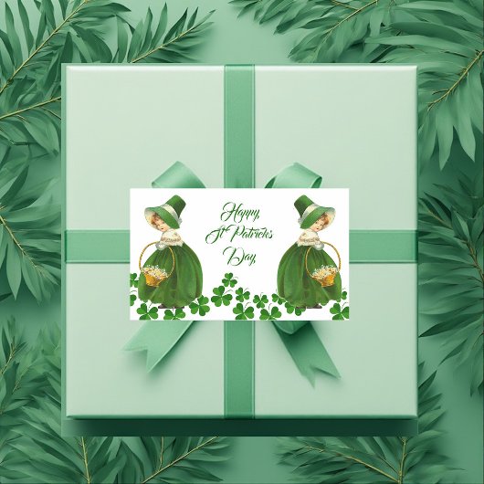 Happy St Patrick's Day Little Girl Lucky Shamrocks Rechthoekige Sticker