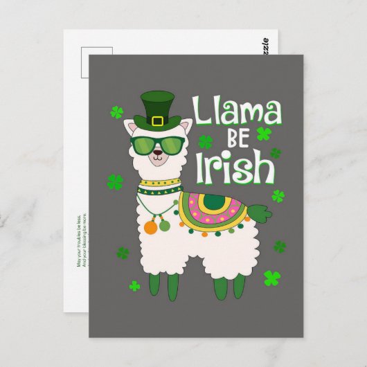 Happy St. Patrick's Day Llama-briefkaart Briefkaart (Voorkant / Achterkant)