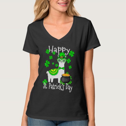 Happy St Patricks Day Llama Dad Boy Girl Lucky T-shirt (Voorkant)