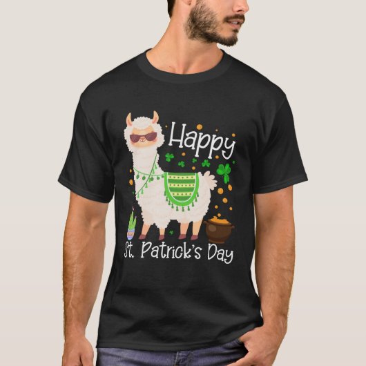 Happy St Patricks Day Llama Dad Mom Boy Girl T-shirt (Voorkant)