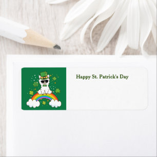 Happy St. Patrick's Day llama-label voor retouradr Etiket