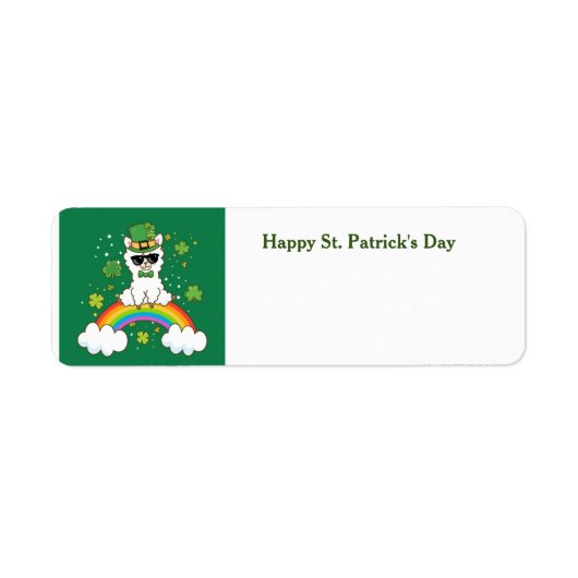 Happy St. Patrick's Day llama-label voor retouradr Etiket (Voorkant)