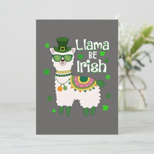 Happy St. Patrick's Day Llama-uitnodiging Kaart (Staand voorkant)