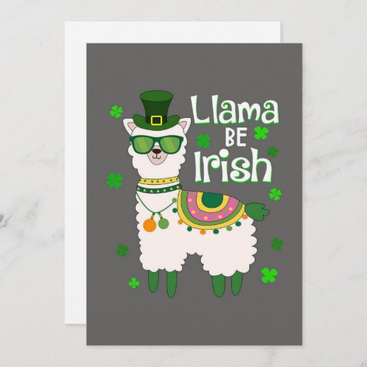 Happy St. Patrick's Day Llama-uitnodiging Kaart (Voorkant / Achterkant)