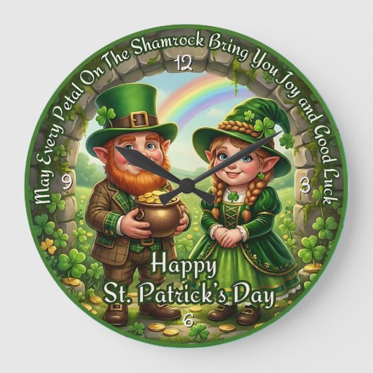 Happy St. Patrick's Day Luck Grote Klok (Voorkant)