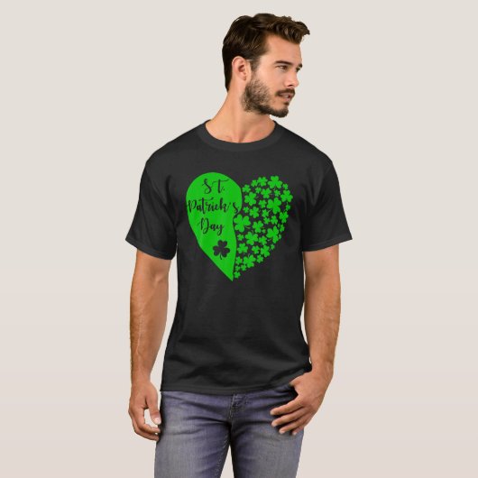 Happy St.Patrick's Day Lucky Clover Heart Lucky Da T-shirt (Voorkant volledig)
