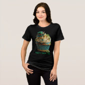 Happy St. Patrick's Day Lucky Cupcake Tri-Blend Shirt (Voorkant volledig)