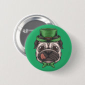 Happy St. Patrick's Day | Lucky Hipster Pug Dog Ronde Button 5,7 Cm (Voorkant /achterkant)