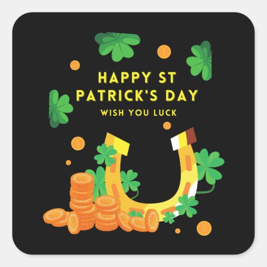 Happy St. Patricks Day - Lucky Irish Shamrock Vierkante Sticker (Voorkant)