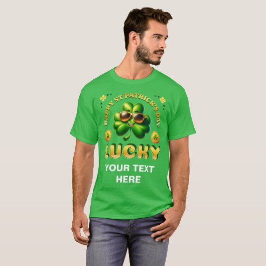 Happy St Patrick's Day Lucky Irish Shamrocks Munte T-shirt (Voorkant volledig)