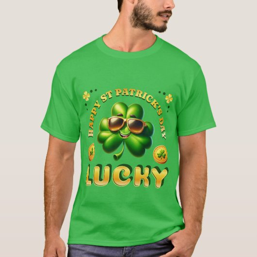 Happy St Patrick's Day Lucky Irish Shamrocks Munte T-shirt (Voorkant)