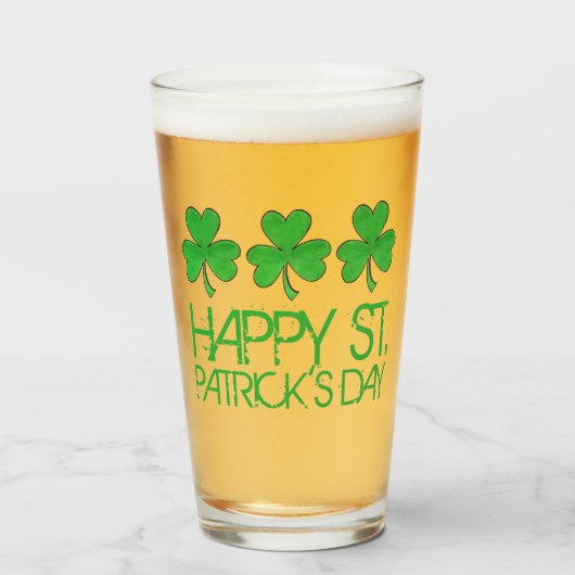 Happy St. Patrick's Day Lucky Shamrock Clover Glas (Voorkant gevuld)