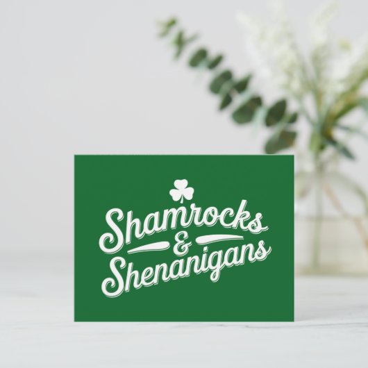 Happy St Patricks Day Lucky Shamrock & Shenanigans Briefkaart (Staand voorkant)