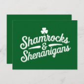 Happy St Patricks Day Lucky Shamrock & Shenanigans Briefkaart (Voorkant / Achterkant)