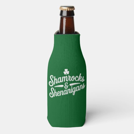 Happy St Patricks Day Lucky Shamrock & Shenanigans Flesjeskoeler (Fles Voorkant)